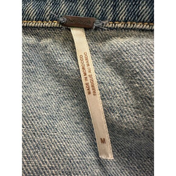 Free People Cropped Denim Jacket Size Medium - Picture 5 of 5